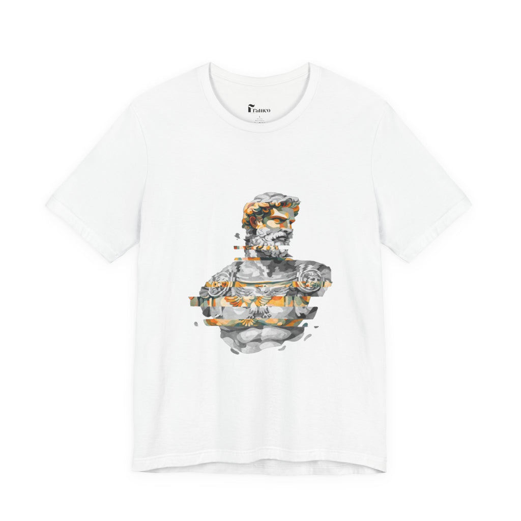 Stoic Sculpture Art Tee — Glitch Marble Bust Graphic T-Shirt