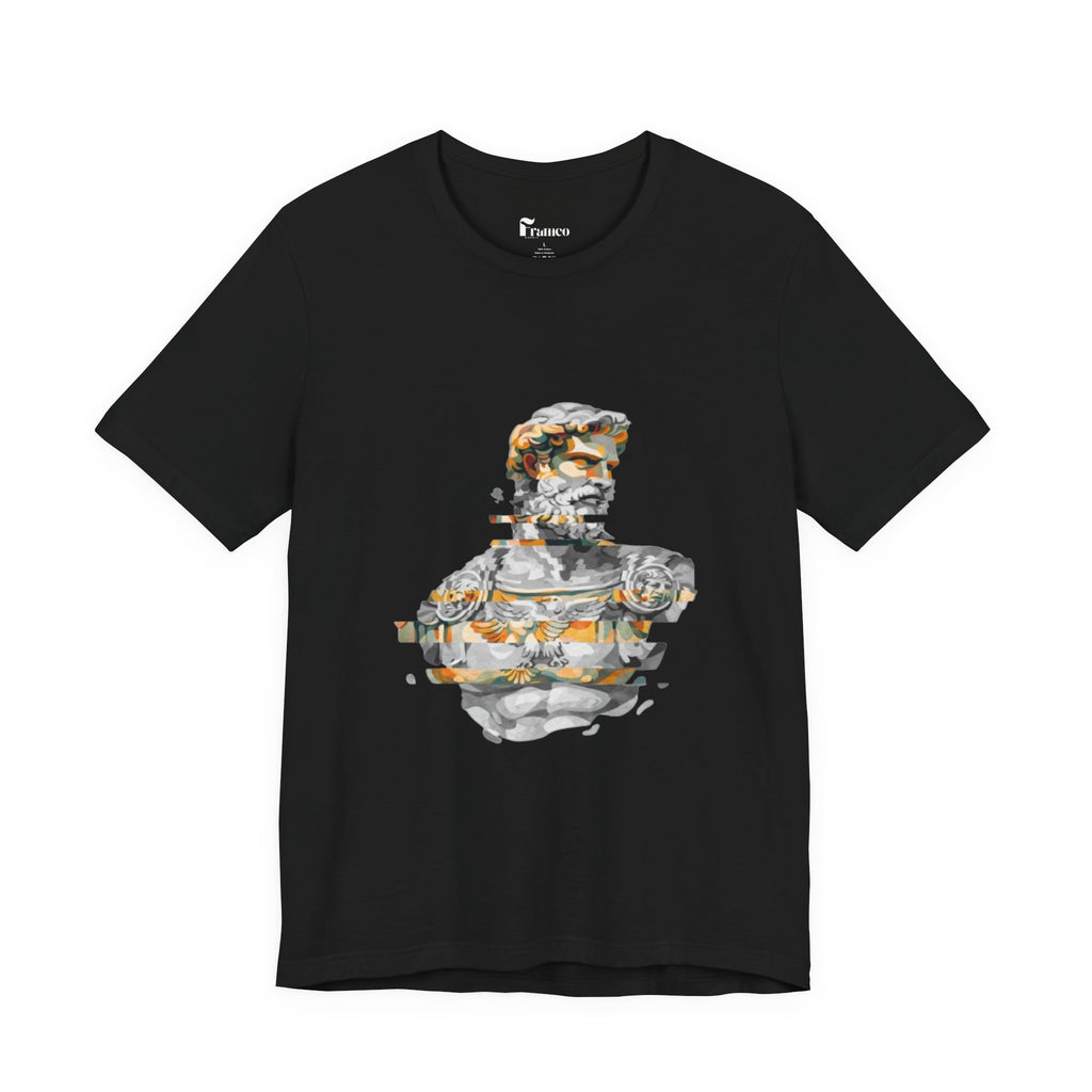 Stoic Sculpture Art Tee — Glitch Marble Bust Graphic T-Shirt
