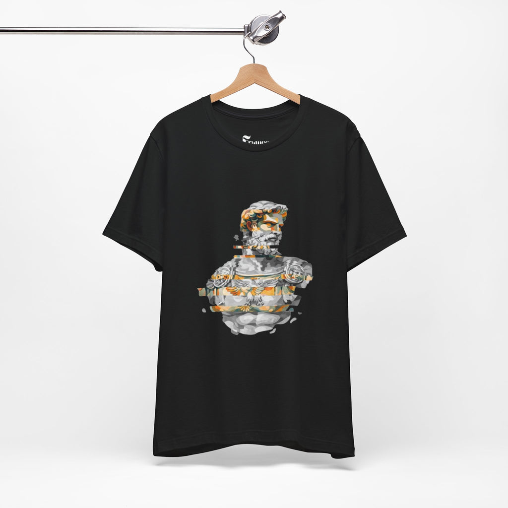Stoic Sculpture Art Tee — Glitch Marble Bust Graphic T-Shirt
