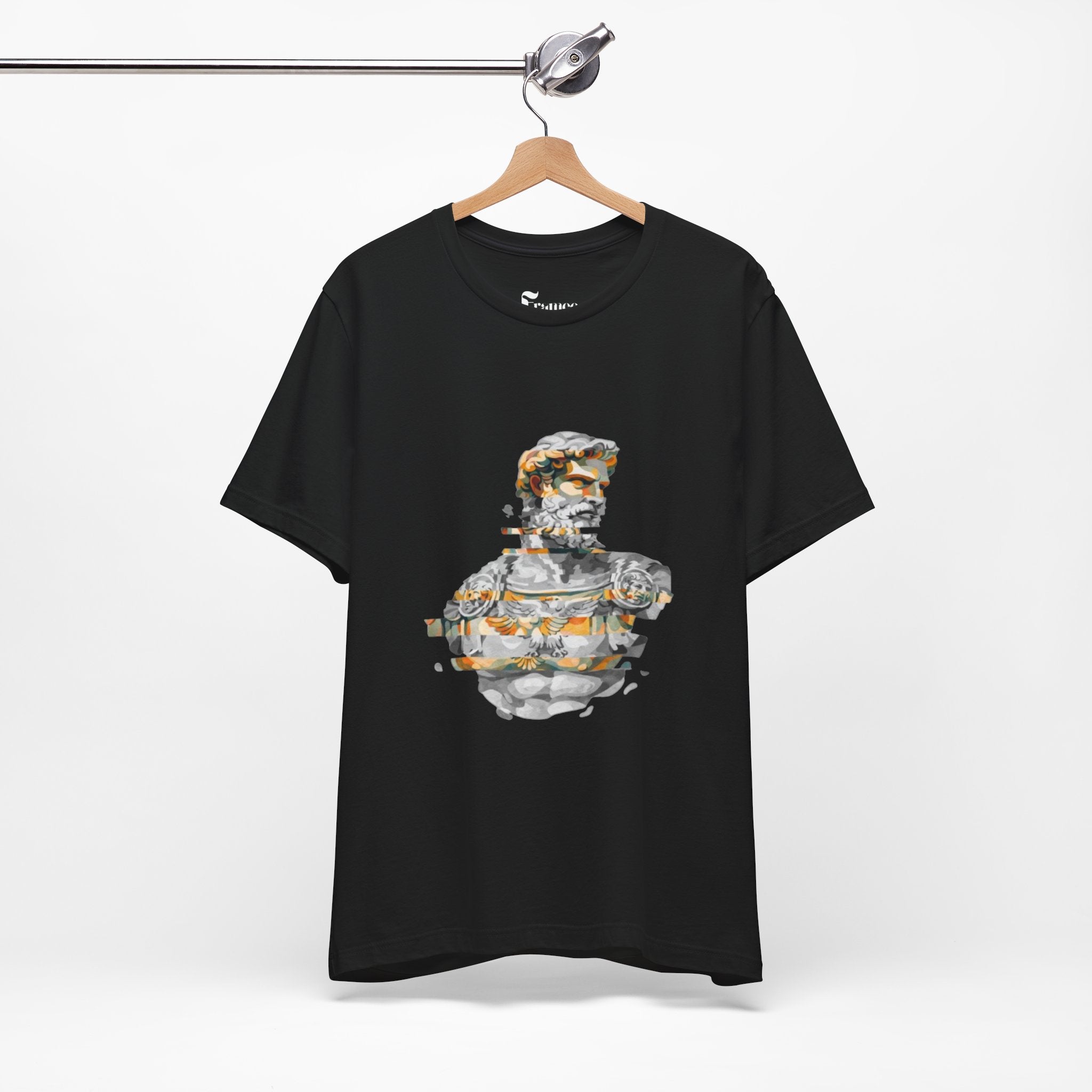 Stoic Sculpture Art Tee — Glitch Marble Bust Graphic T-Shirt