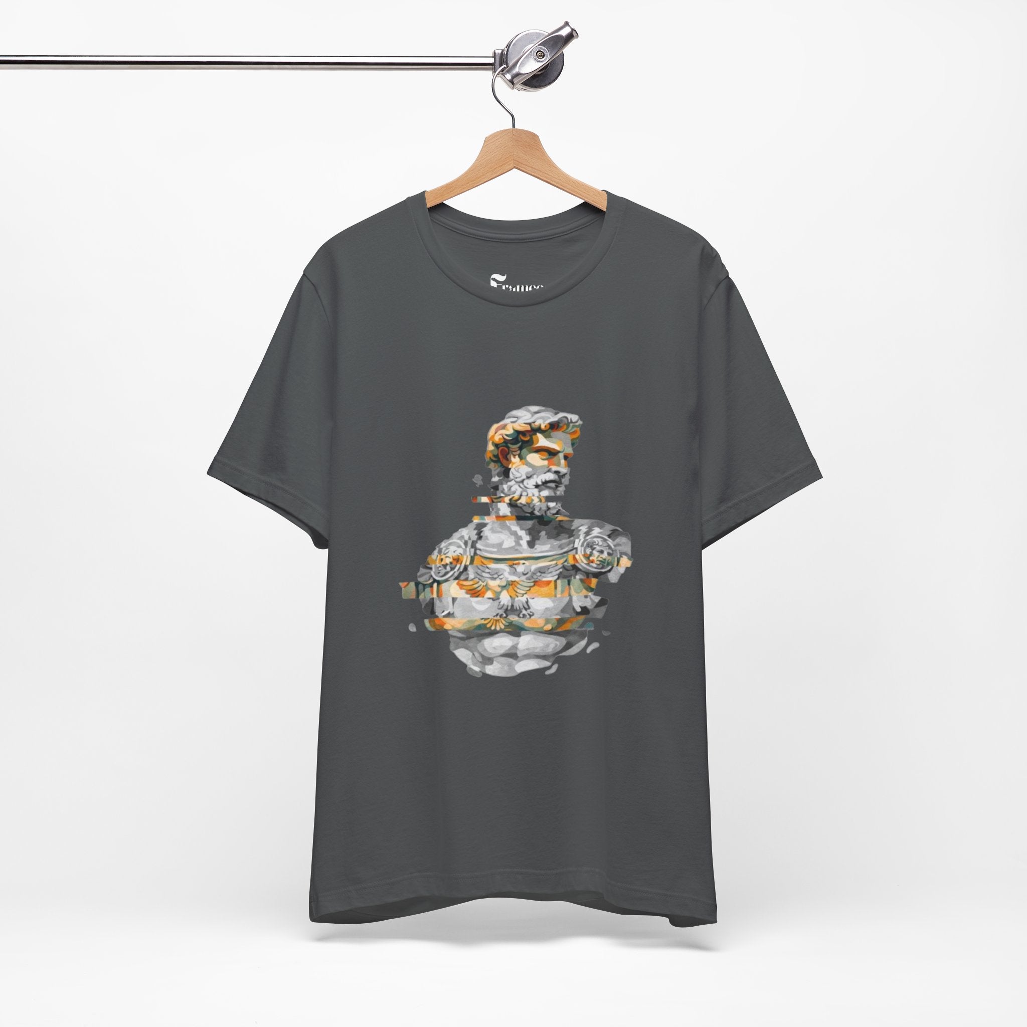 Stoic Sculpture Art Tee — Glitch Marble Bust Graphic T-Shirt
