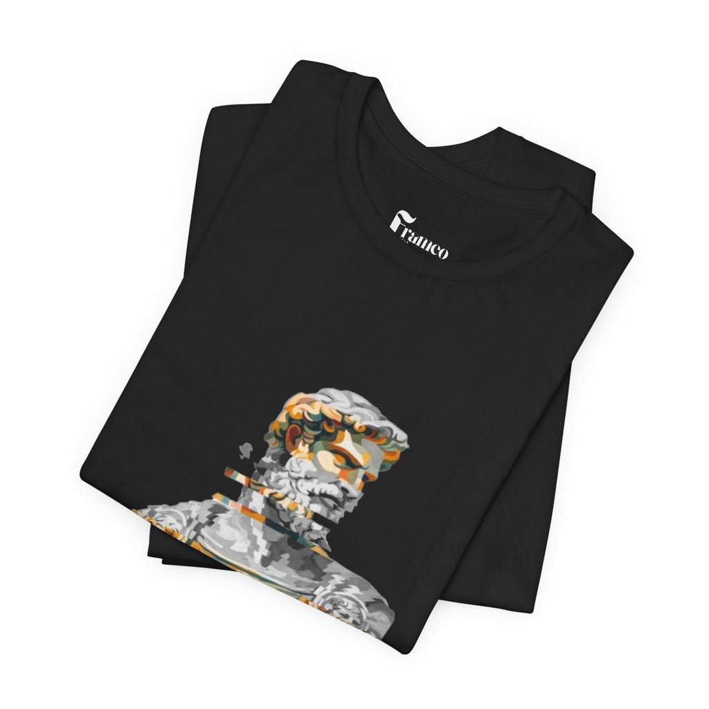 Stoic Sculpture Art Tee — Glitch Marble Bust Graphic T-Shirt
