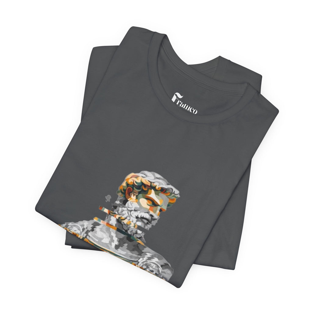 Stoic Sculpture Art Tee — Glitch Marble Bust Graphic T-Shirt